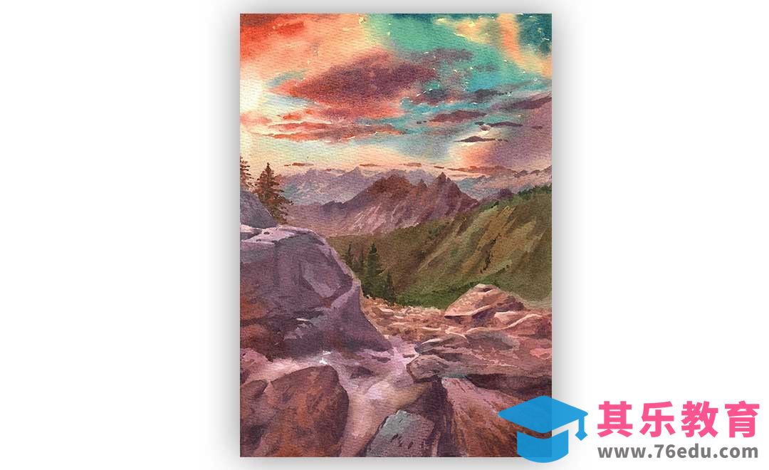 水彩-风景-彩云山间[虎课网绘画插画视频教程][ipad商业插画MP4教程全集 ]-第1张图片-我要自学网