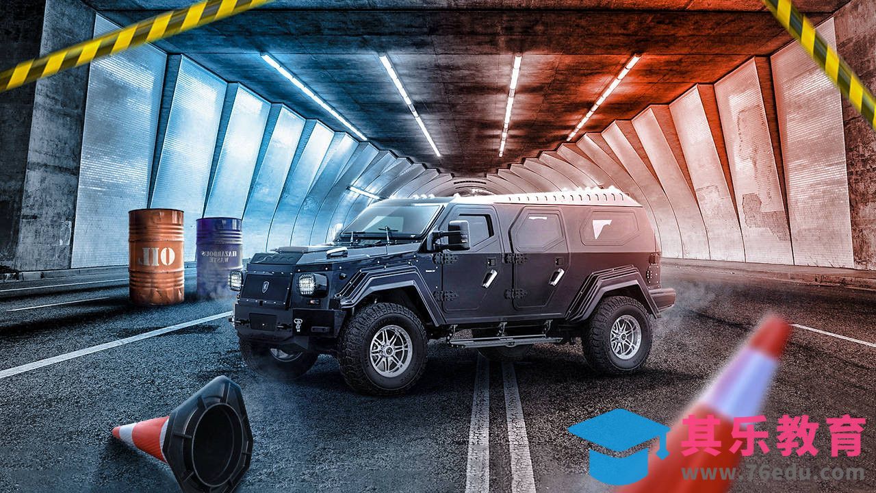 PS-装甲车合成海报01-空间搭建[虎课网平面设计视频教程][图片排版配色MP4高清全集 ]-第1张图片-我要自学网