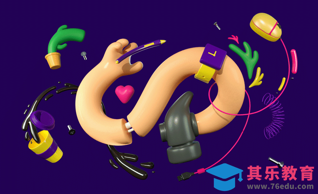 C4D+OC-小手办公创意微动效建模[虎课网C4D设计视频教程][产品数码建模MP4教程全集 ]-第1张图片-我要自学网