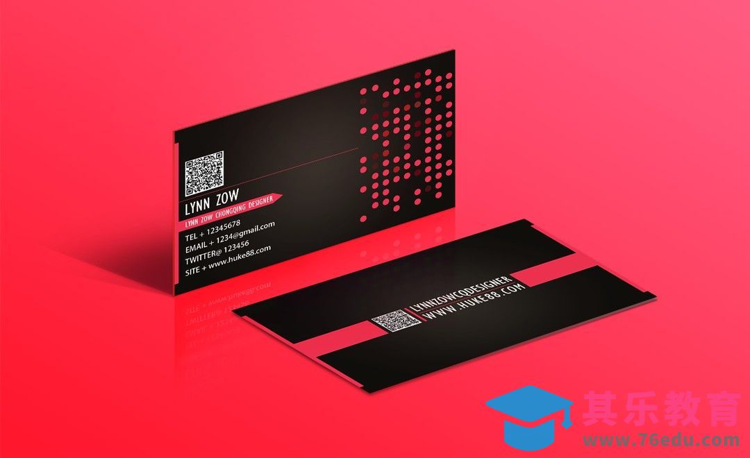 PS-黑色点面结合时尚名片[虎课网品牌设计视频教程][logo包装设计教程全集MP4 ]-第1张图片-我要自学网