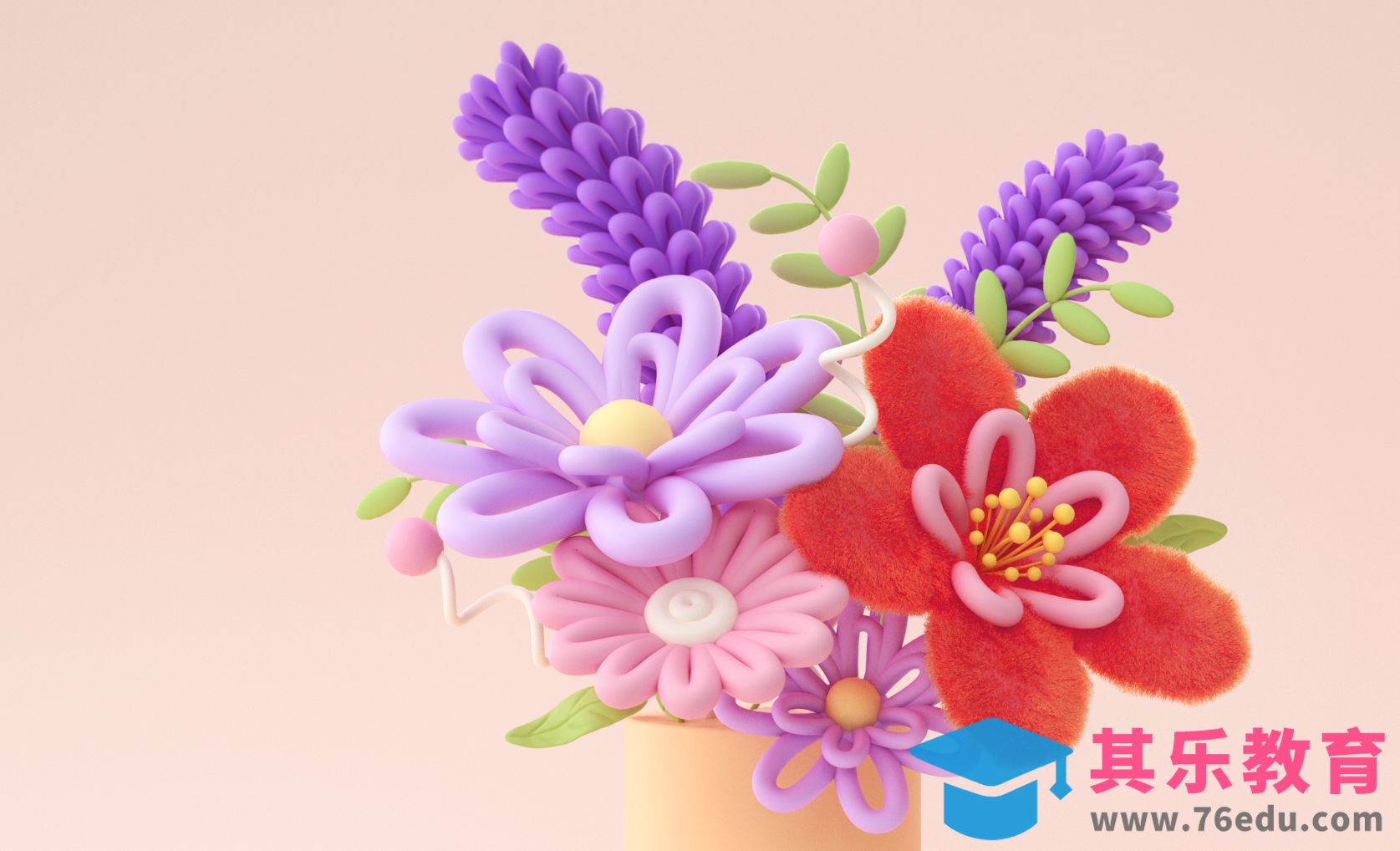 C4D+阿诺德-扭扭棒鲜花建模[虎课网C4D设计视频教程][产品数码建模MP4教程全集 ]-第1张图片-我要自学网