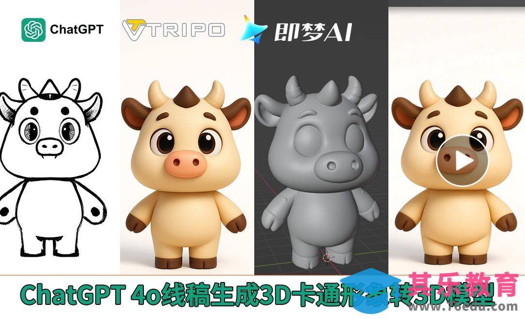 ChatGPT线稿生成3D卡通形象转3D模型[虎课网AICG人工智能视频教程][MP4高清全集 ]-第1张图片-我要自学网