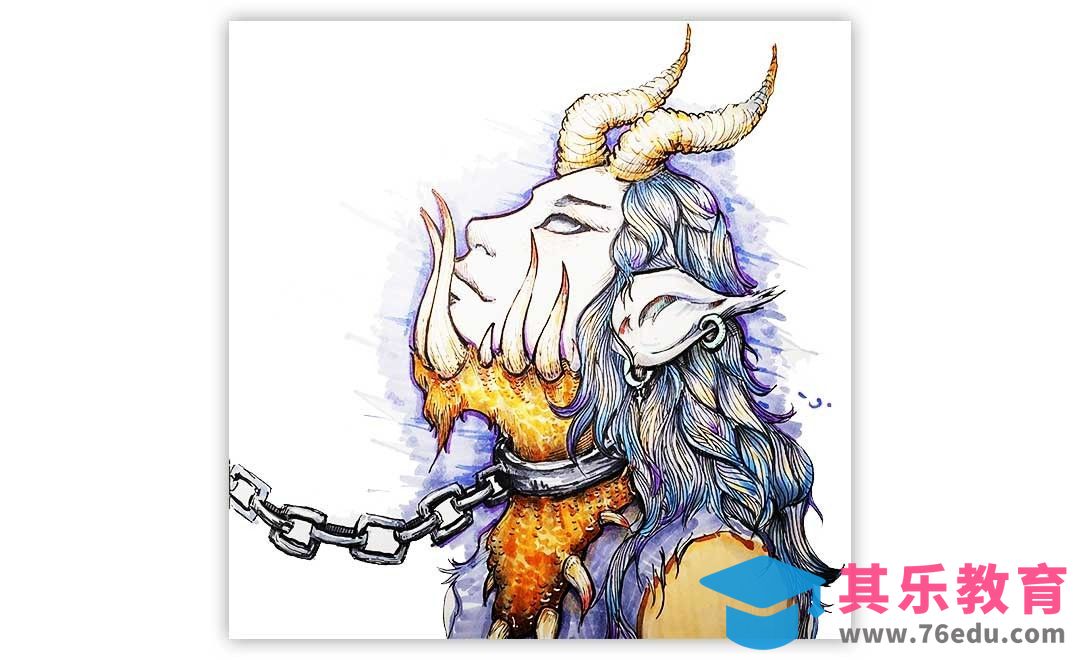 马克笔-创意插画-撒旦[虎课网绘画插画视频教程][ipad商业插画MP4教程全集 ]-第1张图片-我要自学网
