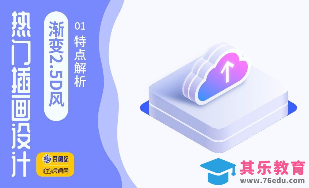 AI-渐变2.5D图形特点解析[虎课网绘画插画视频教程][ipad商业插画MP4教程全集 ]-第1张图片-我要自学网