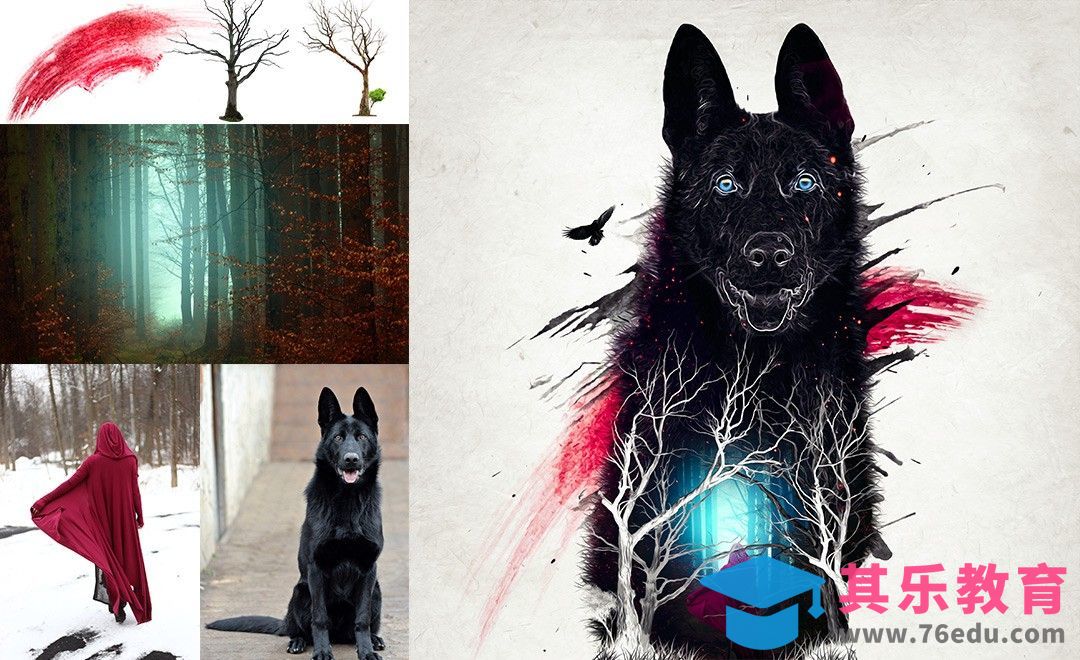 PS-灵魂黑犬双重曝光创意合成[虎课网最新视频教程][免费高清MP4教程全集 ]-第1张图片-我要自学网