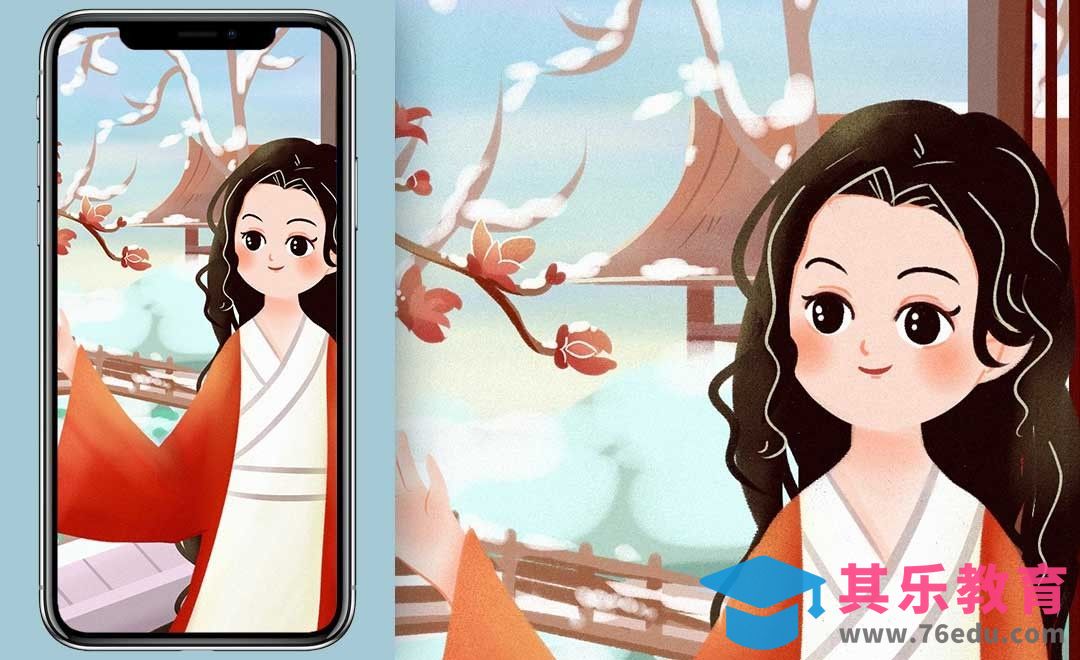 SAI-板绘插画-古风初雪[虎课网绘画插画视频教程][ipad商业插画MP4教程全集 ]-第1张图片-我要自学网