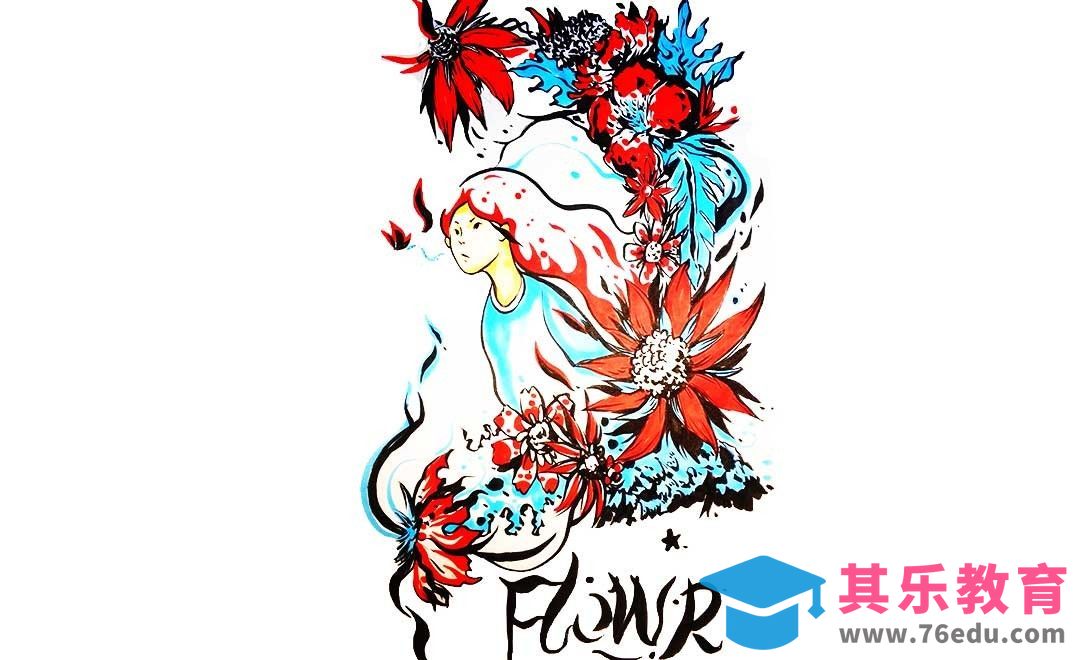 马克笔-花与少女[虎课网绘画插画视频教程][ipad商业插画MP4教程全集 ]-第1张图片-我要自学网
