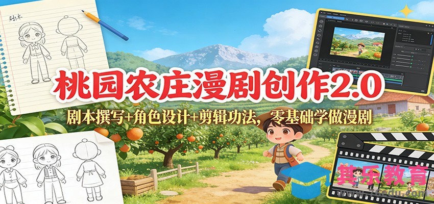 桃园农庄漫剧创作2.0：剧本撰写+角色设计+剪辑功法，零基础学做漫剧-第1张图片-我要自学网