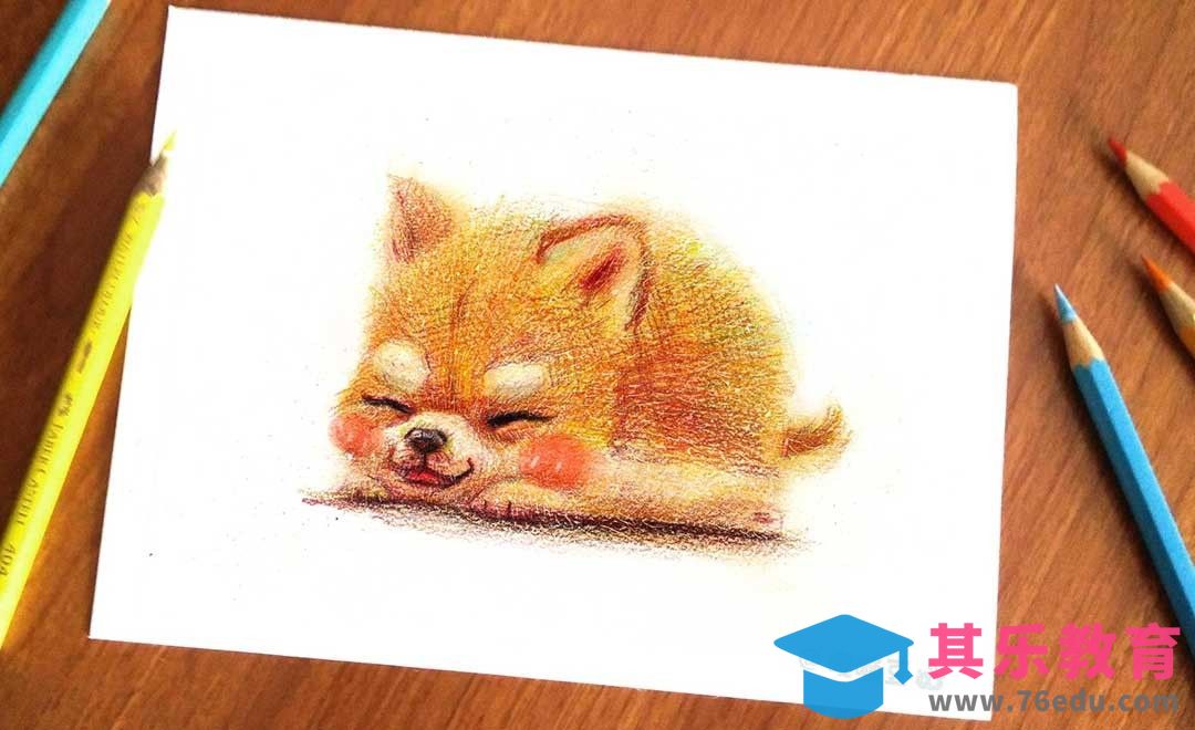 彩铅-圆滚滚的小柴[虎课网绘画插画视频教程][ipad商业插画MP4教程全集 ]-第1张图片-我要自学网