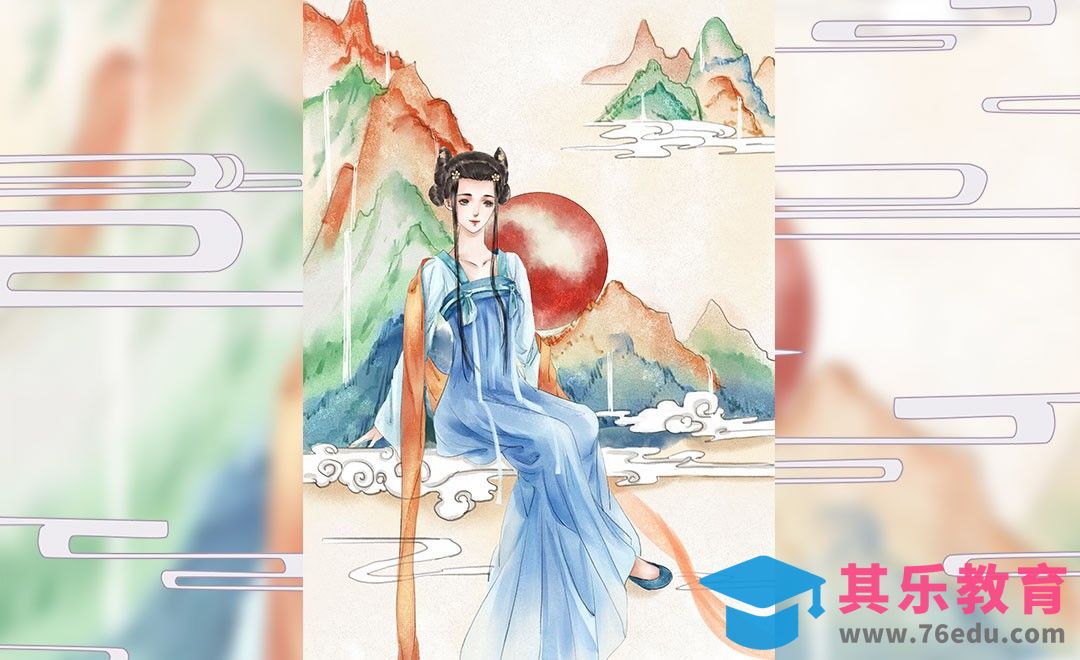 PS+SAI-板绘插画-古风人物旭日东升[虎课网绘画插画视频教程][ipad商业插画MP4教程全集 ]-第1张图片-我要自学网