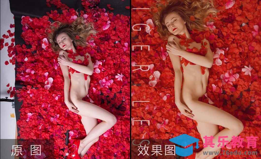 PS-美女模特红色花瓣后期教程[虎课网手机摄影入门视频教程][MP4产品摄影教程全集 ]-第1张图片-我要自学网