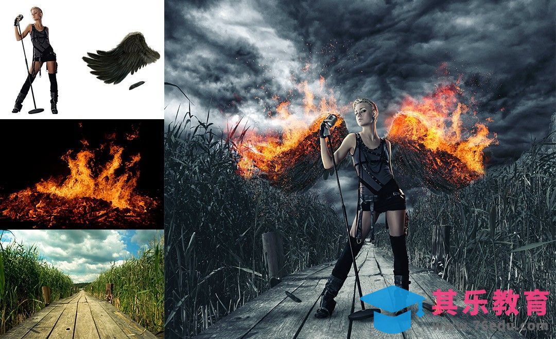 PS-燃烧的暗黑天使创意合成[虎课网最新视频教程][免费高清MP4教程全集 ]-第1张图片-我要自学网