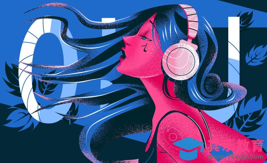 PS-扁平时尚风潮流音乐女孩[虎课网绘画插画视频教程][ipad商业插画MP4教程全集 ]-第1张图片-我要自学网