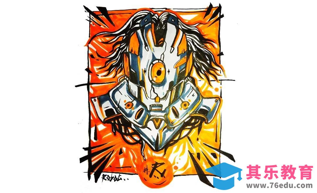 马克笔-机器战士-创意手绘插图[虎课网绘画插画视频教程][ipad商业插画MP4教程全集 ]-第1张图片-我要自学网