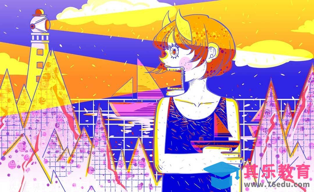 SAI2-板绘平面插画-海岸上的灯塔[虎课网绘画插画视频教程][ipad商业插画MP4教程全集 ]-第1张图片-我要自学网