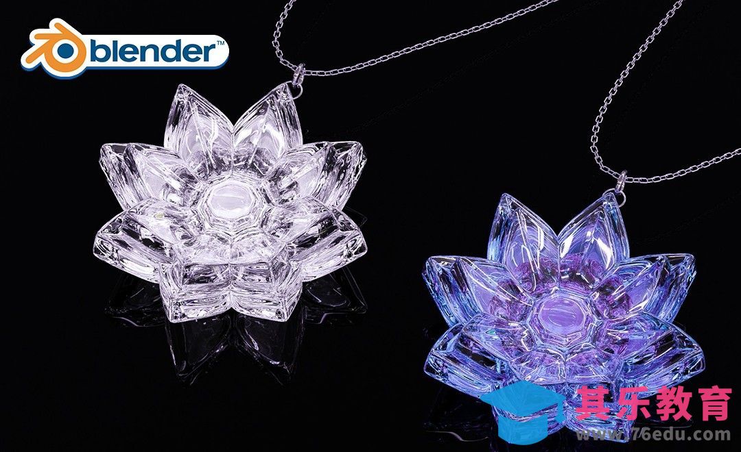 Blender-透明水晶花瓣吊坠建模渲染[虎课网Blender视频教程][Blender建模教程MP4教程全集 ]-第1张图片-我要自学网