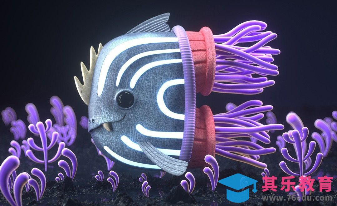 C4D+OC-卡通小鱼场景建模渲染（上）[虎课网C4D设计视频教程][产品数码建模MP4教程全集 ]-第1张图片-我要自学网