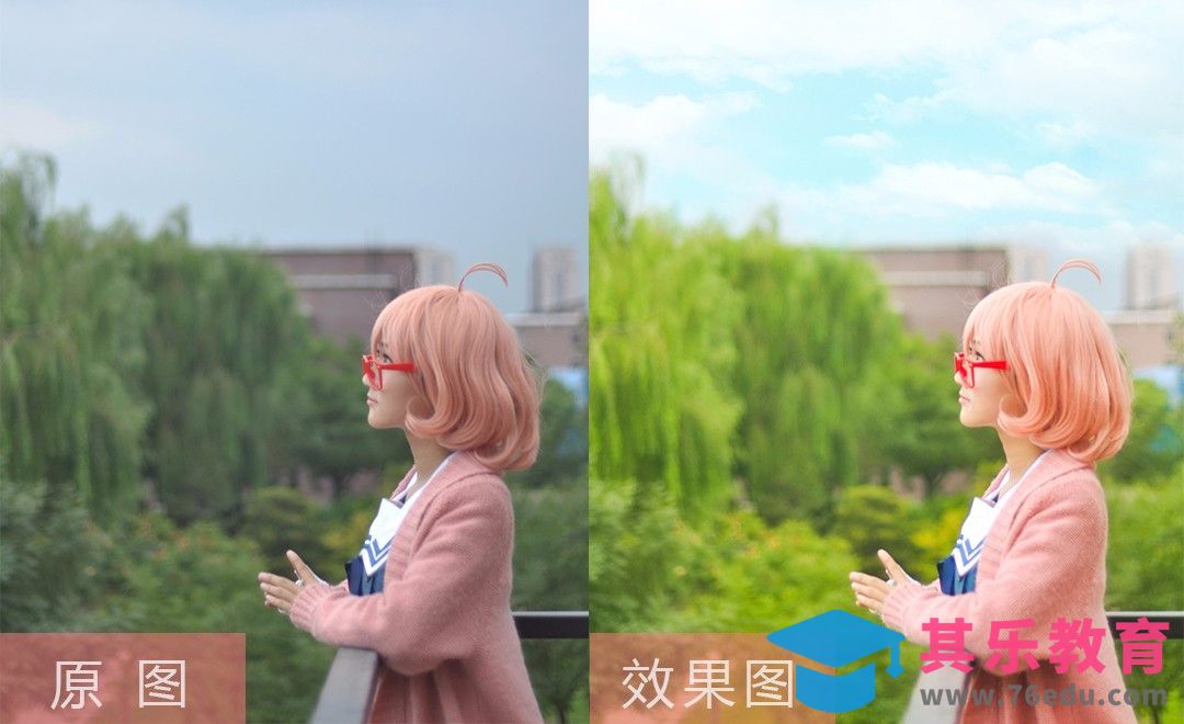 PS-粉蓝色动漫coser后期 境界的彼方[虎课网手机摄影入门视频教程][MP4产品摄影教程全集 ]-第1张图片-我要自学网