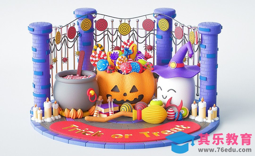 C4D+OC-惊喜万圣节美陈建模（上）[虎课网C4D设计视频教程][产品数码建模MP4教程全集 ]-第1张图片-我要自学网