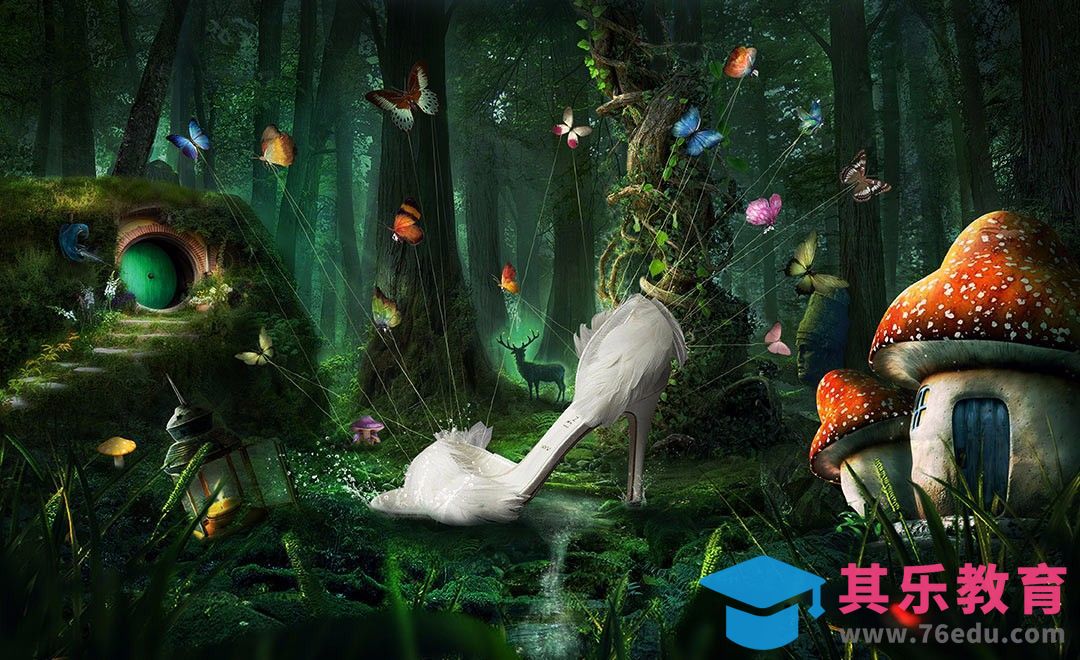 PS-梦幻森林高跟鞋[平面设计视频教程][海报设计MP4高清全集 ]-第1张图片-我要自学网