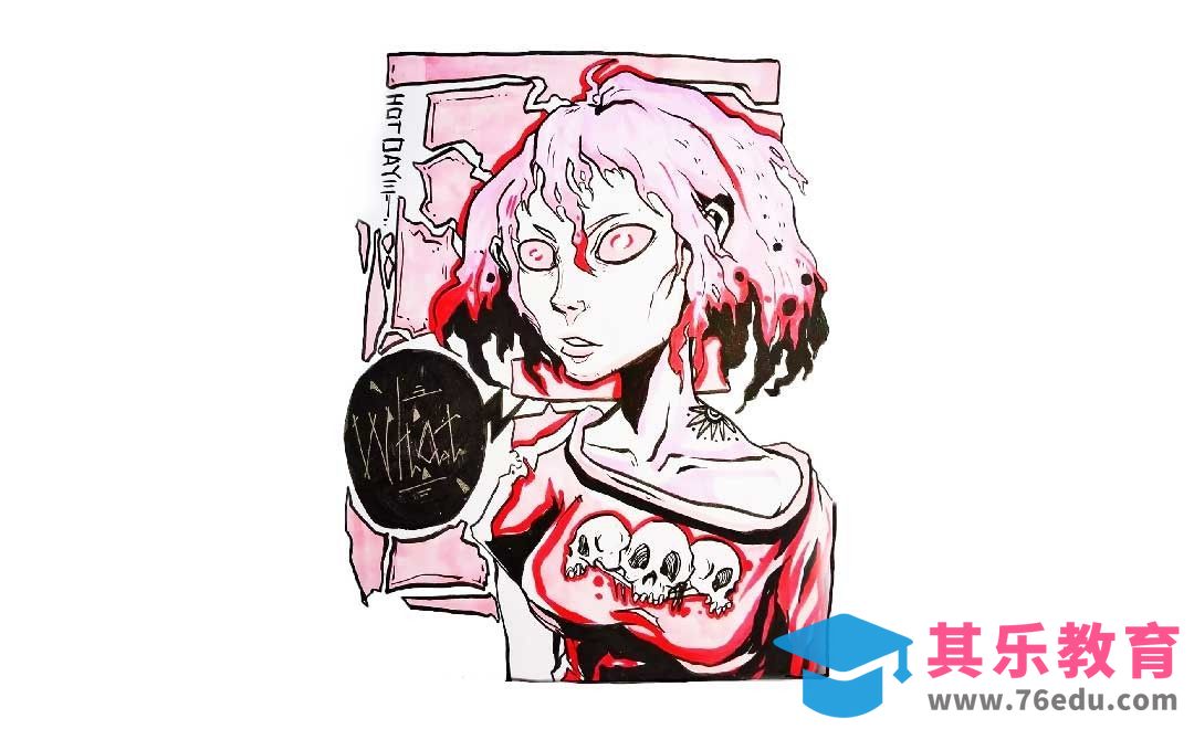 马克笔-涂鸦风格手绘插画-紫调女孩[虎课网绘画插画视频教程][ipad商业插画MP4教程全集 ]-第1张图片-我要自学网