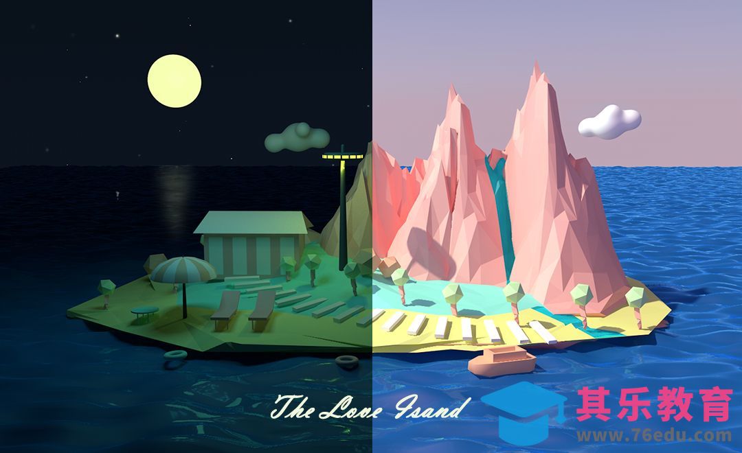 C4D-爱的小岛昼与夜 场景建模与渲染[虎课网C4D设计视频教程][产品数码建模MP4教程全集 ]-第1张图片-我要自学网