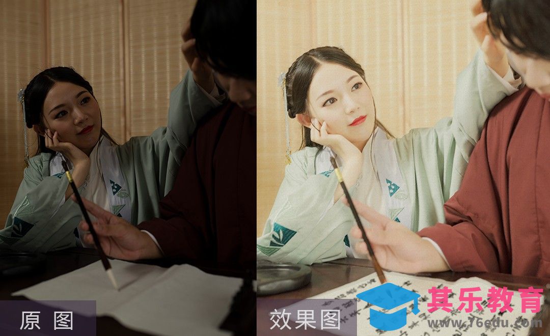 PS-古风情侣工笔画的后期教程[虎课网手机摄影入门视频教程][MP4产品摄影教程全集 ]-第1张图片-我要自学网