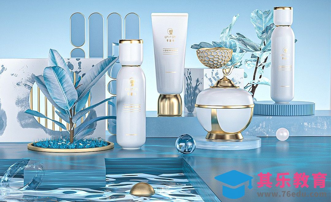 C4D-化妆品植物场景海报设计案例实操（1）[虎课网电商运营视频教程][最新电商教程全集MP4 ]-第1张图片-我要自学网