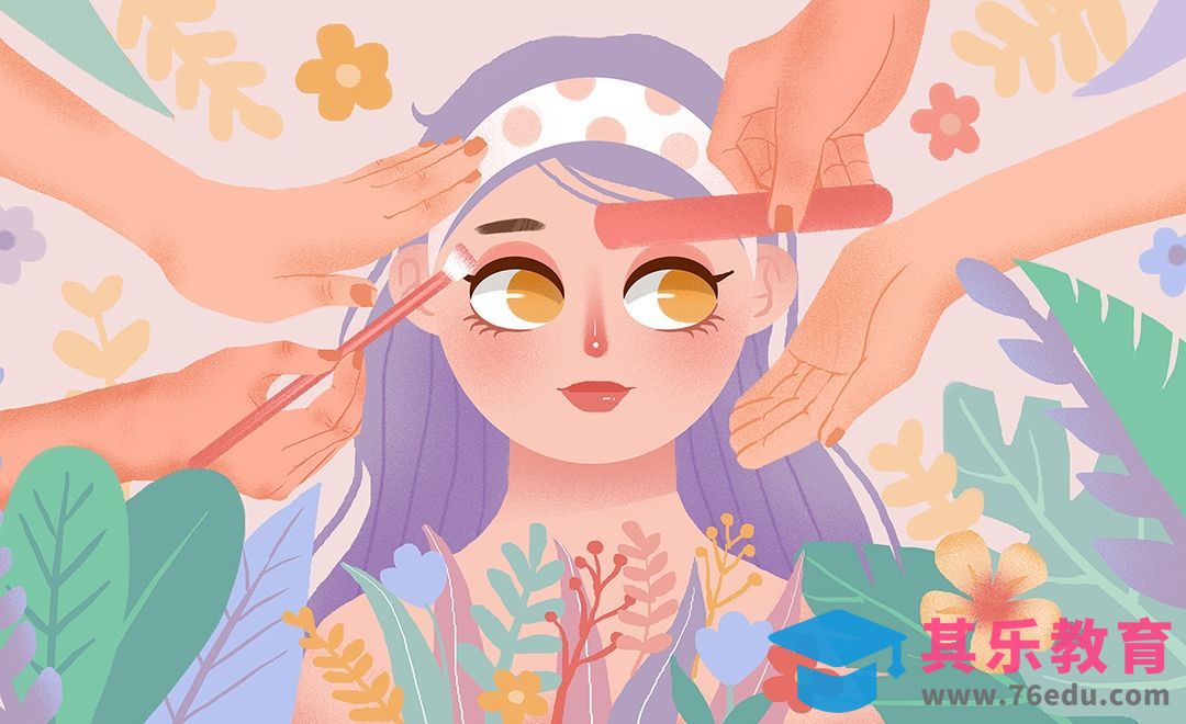PS- 板绘插画-少女美容插画[虎课网绘画插画视频教程][ipad商业插画MP4教程全集 ]-第1张图片-我要自学网
