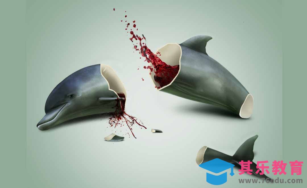 PS-公益海报破碎海豚[平面设计视频教程][海报设计MP4高清全集 ]-第1张图片-我要自学网