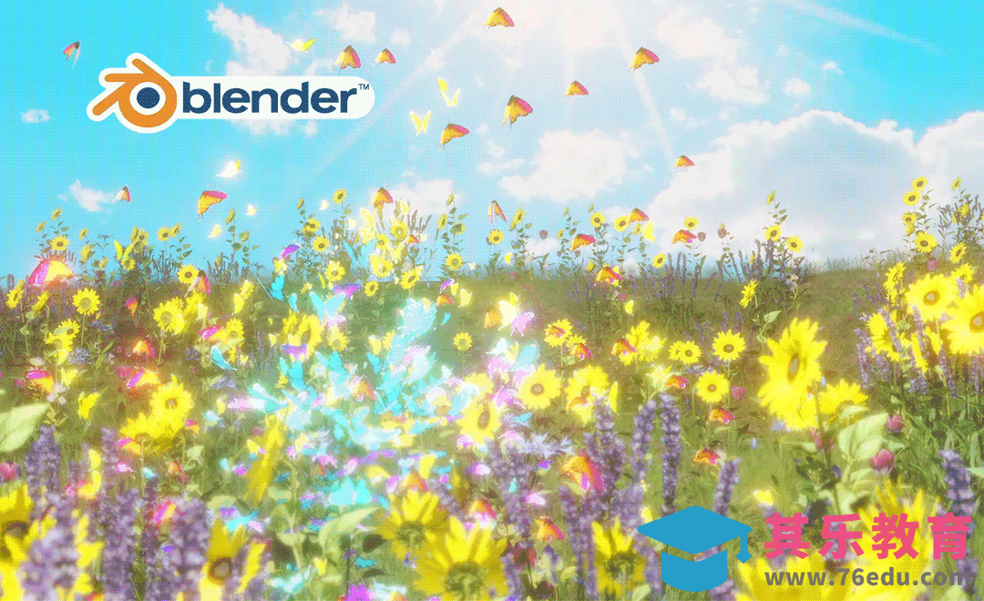 Blender-蝴蝶在花丛中的飞舞动画[虎课网Blender视频教程][Blender建模教程MP4教程全集 ]-第1张图片-我要自学网