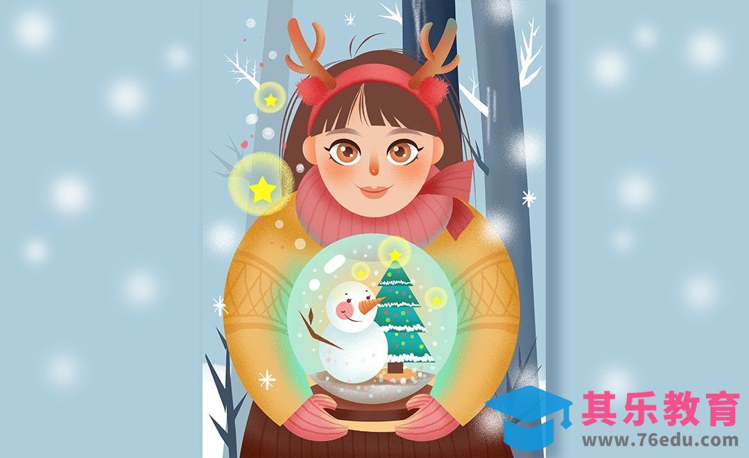 PS- 板绘插画- 雪天女孩[虎课网绘画插画视频教程][ipad商业插画MP4教程全集 ]-第1张图片-我要自学网