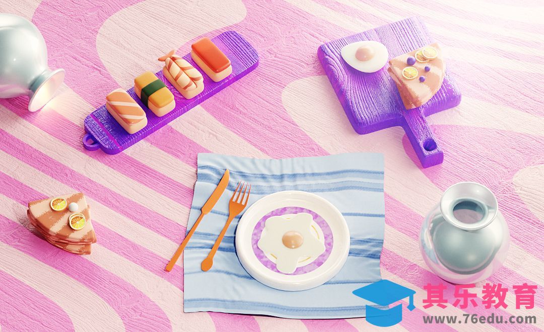 Blender-卡通餐桌场景-盘子、叉子建模[虎课网Blender视频教程][Blender建模教程MP4教程全集 ]-第1张图片-我要自学网