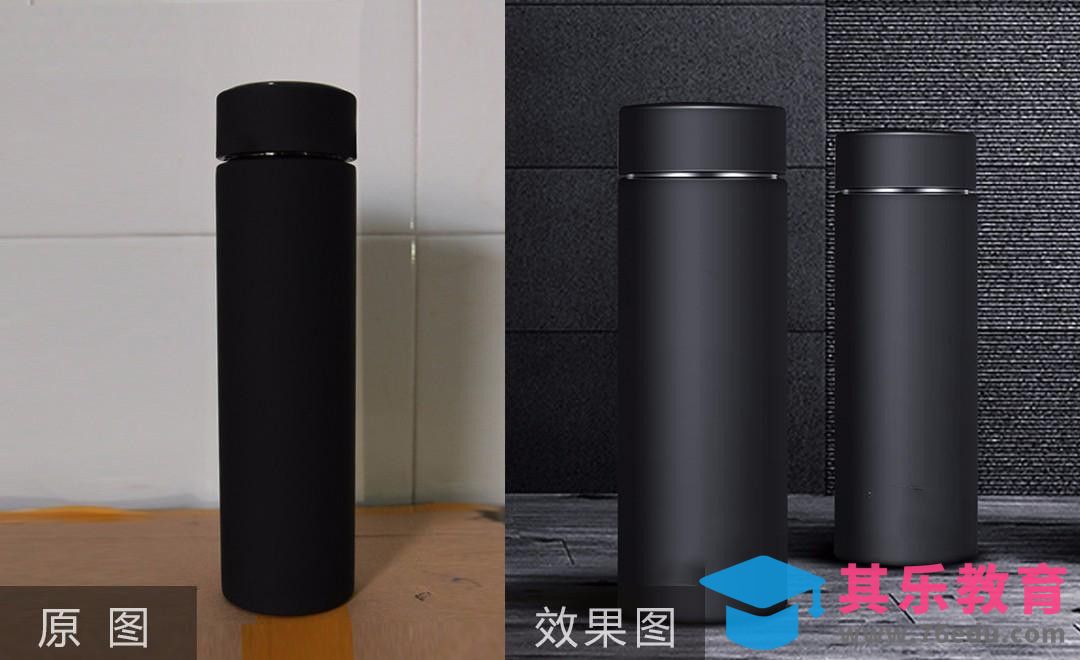 PS-磨砂金属材质黑色水杯精修[虎课网电商产品精修视频教程][最新PS修图教程全集MP4 ]-第1张图片-我要自学网