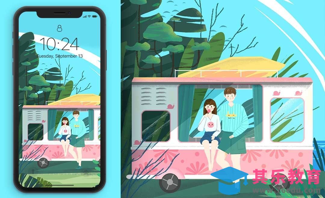 PS-板绘-和你一起踏青[虎课网绘画插画视频教程][ipad商业插画MP4教程全集 ]-第1张图片-我要自学网