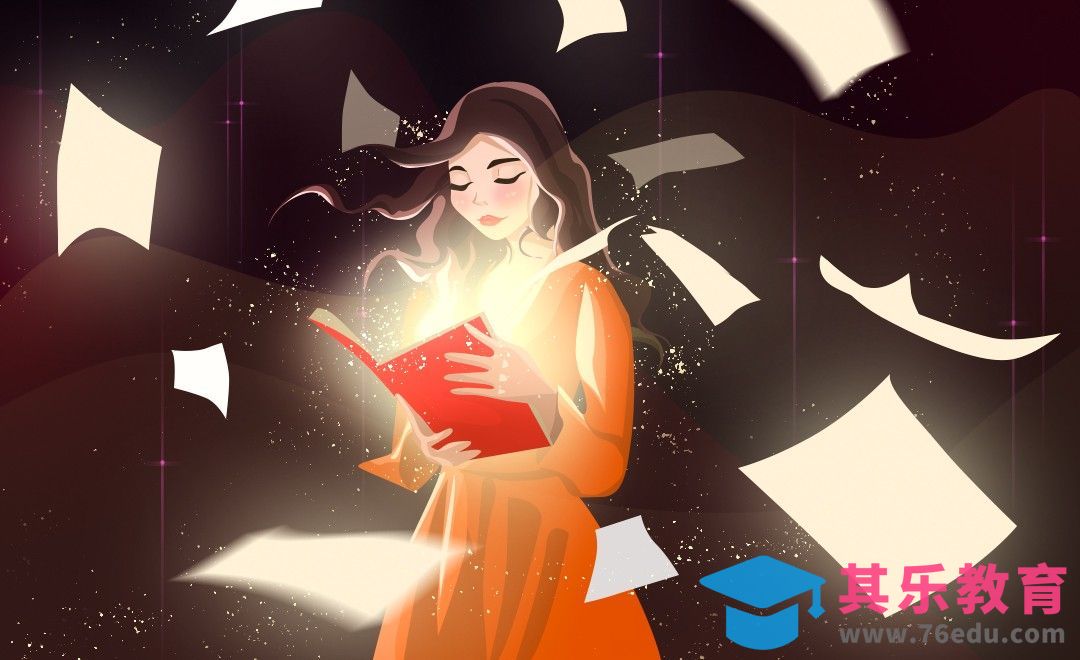 PS-鼠绘-扁平渐变打开书本的女孩[虎课网绘画插画视频教程][ipad商业插画MP4教程全集 ]-第1张图片-我要自学网