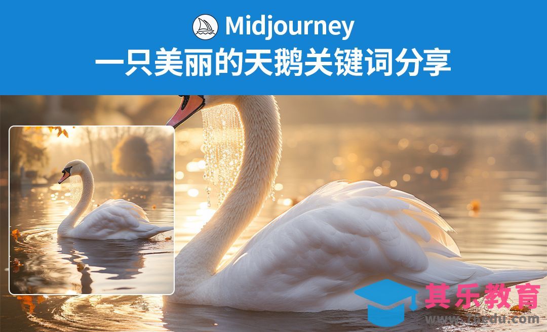 Midjourney- 一只美丽的白天鹅关键词分享[虎课网AICG人工智能视频教程][MP4高清全集 ]-第1张图片-我要自学网