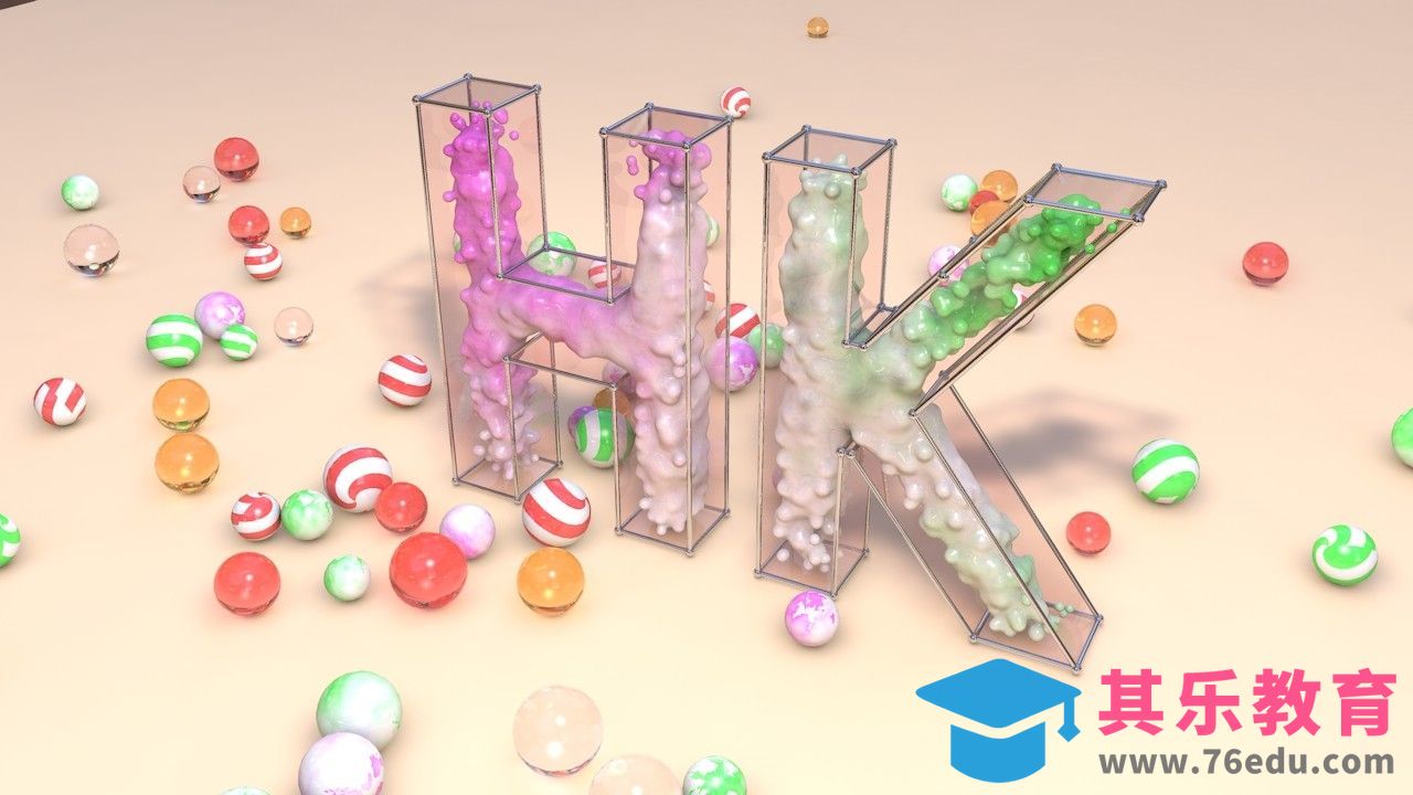 C4D-彩色熔岩字体建模渲染[虎课网C4D设计视频教程][产品数码建模MP4教程全集 ]-第1张图片-我要自学网