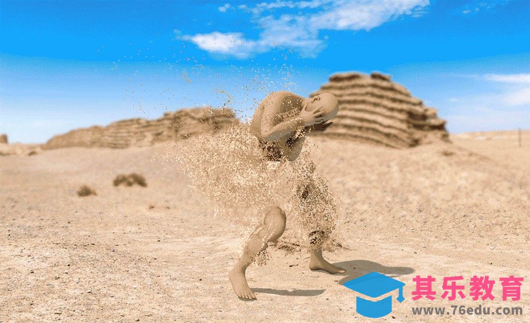 C4D-TP粒子制作沙人飞散动画[虎课网C4D设计视频教程][产品数码建模MP4教程全集 ]-第1张图片-我要自学网