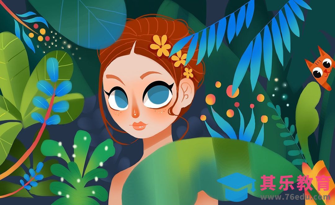 PS- 板绘肌理插画-丛林少女[虎课网绘画插画视频教程][ipad商业插画MP4教程全集 ]-第1张图片-我要自学网