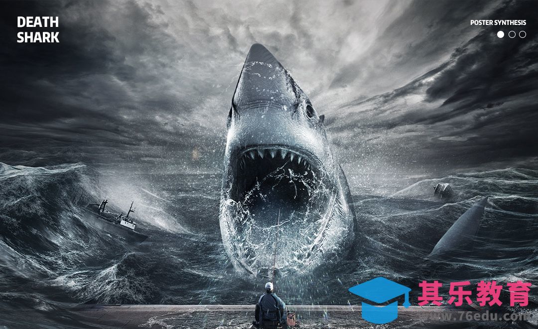 PS-《夺命鲨摊》科幻合成海报[平面设计视频教程][海报设计MP4高清全集 ]-第1张图片-我要自学网