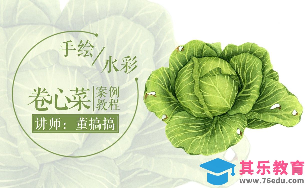 水彩-包菜-实物蔬菜绘制教程[虎课网绘画插画视频教程][ipad商业插画MP4教程全集 ]-第1张图片-我要自学网