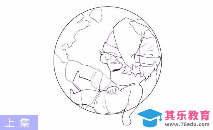 SAI-Q版插画-世界地球日-做个好梦（线稿）[虎课网绘画插画视频教程][ipad商业插画MP4教程全集 ]-第1张图片-我要自学网