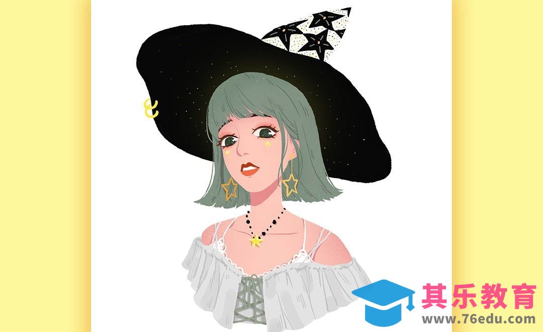 PS-板绘古灵精怪少女头像[虎课网绘画插画视频教程][ipad商业插画MP4教程全集 ]-第1张图片-我要自学网