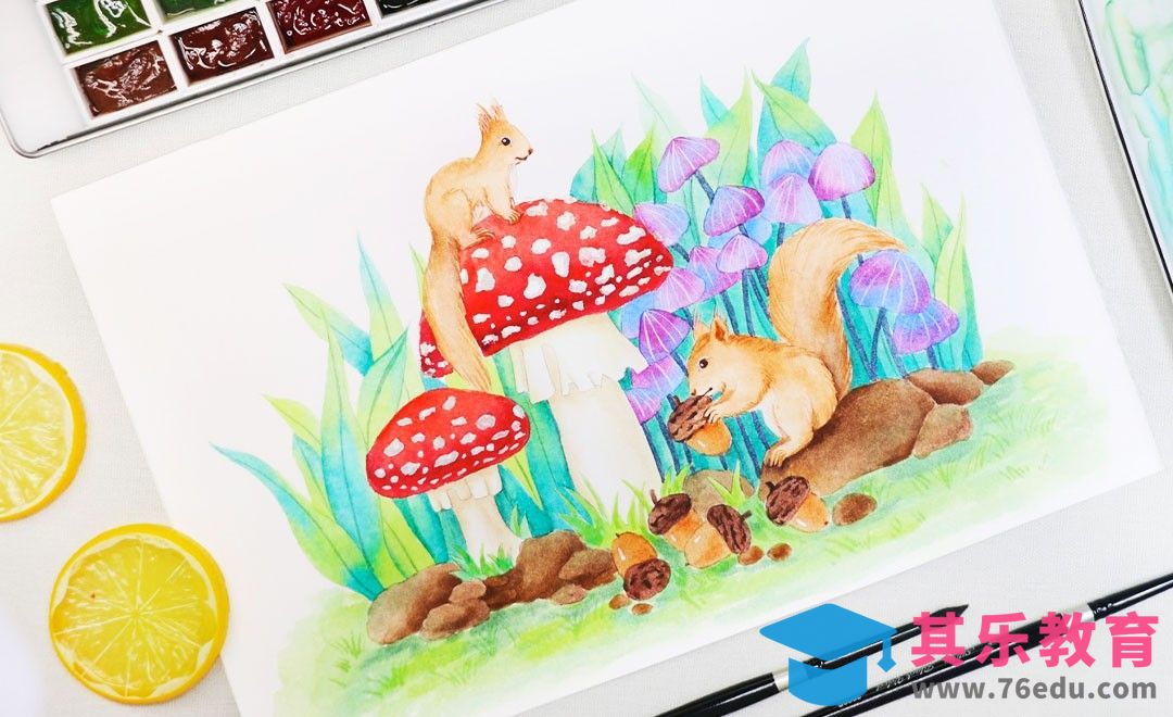 水彩-原创森林系松鼠水彩教程-教你如果脑洞一副水彩画[虎课网绘画插画视频教程][ipad商业插画MP4教程全集 ]-第1张图片-我要自学网