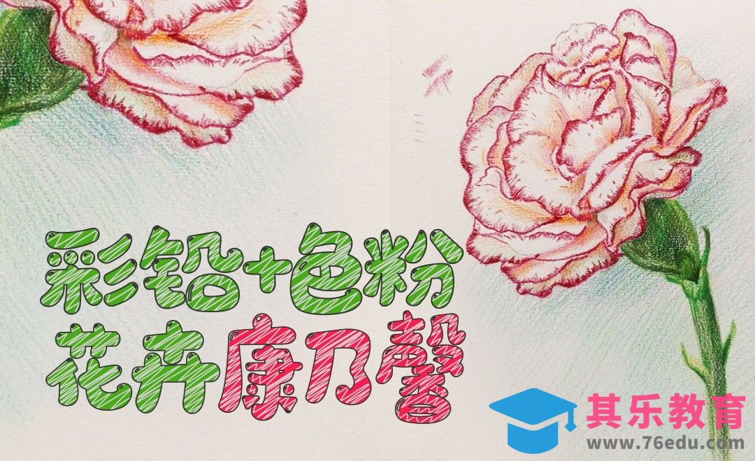 彩铅+色粉-花卉康乃馨[虎课网绘画插画视频教程][ipad商业插画MP4教程全集 ]-第1张图片-我要自学网