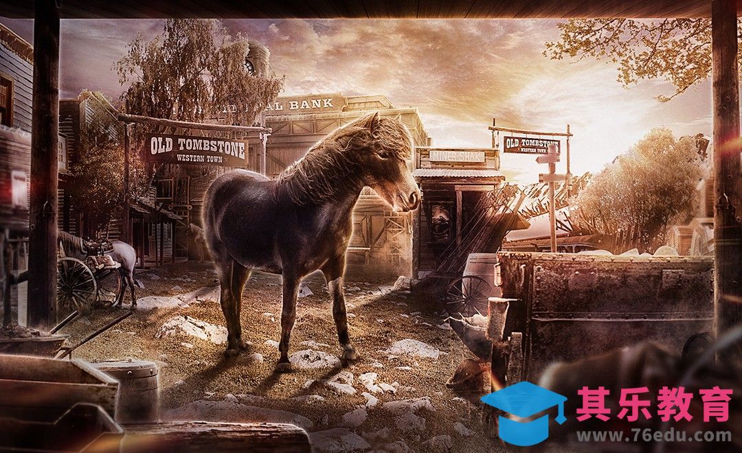 PS-西部场景合成[平面设计视频教程][海报设计MP4高清全集 ]-第1张图片-我要自学网