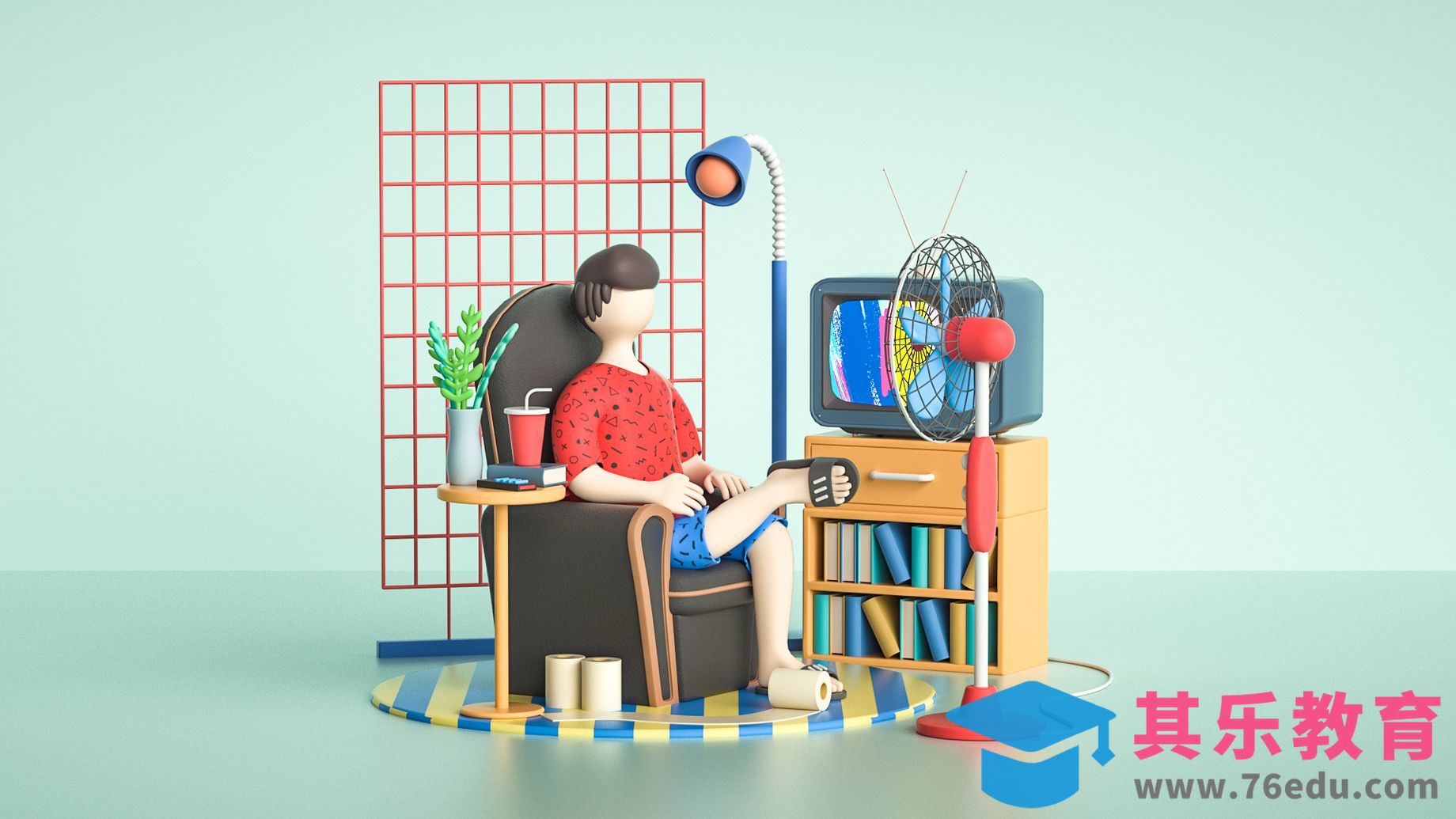 C4D+OC-卡通居家场景人物建模[虎课网C4D设计视频教程][产品数码建模MP4教程全集 ]-第1张图片-我要自学网