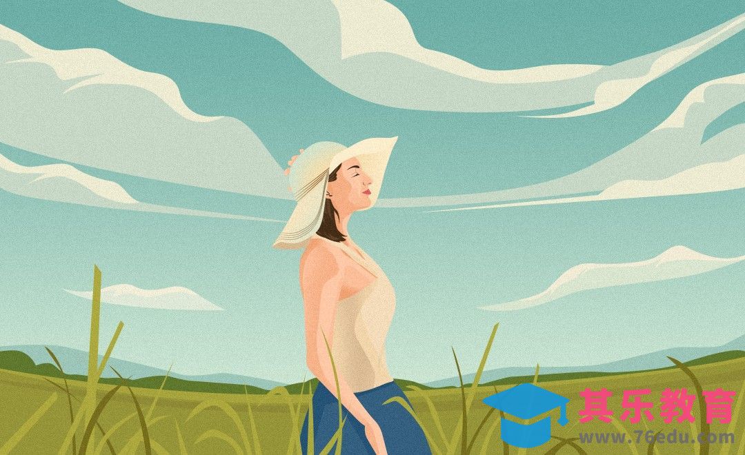 PS-板绘插画-扁平风田野中的女孩[虎课网绘画插画视频教程][ipad商业插画MP4教程全集 ]-第1张图片-我要自学网