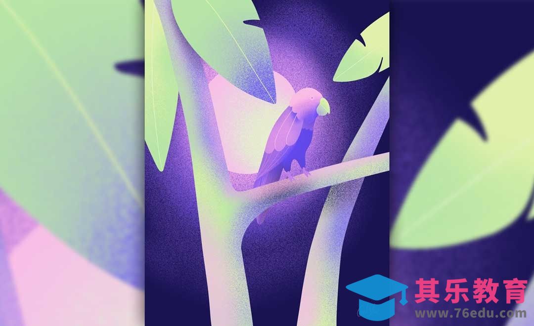 PS-鼠绘肌理插画-夜间鹦鹉[虎课网绘画插画视频教程][ipad商业插画MP4教程全集 ]-第1张图片-我要自学网